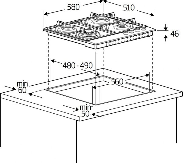 Beko Piano Cottura 4 Fuochi a Gas 60 cm in Acciaio Inox Rifinitura Opaca - HIAG64224SXE
