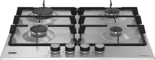 Beko Piano Cottura 4 Fuochi a Gas 60 cm in Acciaio Inox Rifinitura Opaca - HIAG64224SXE