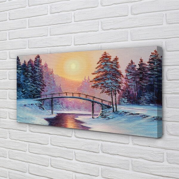 Quadro su tela Alberi di neve invernali est 100x50 cm