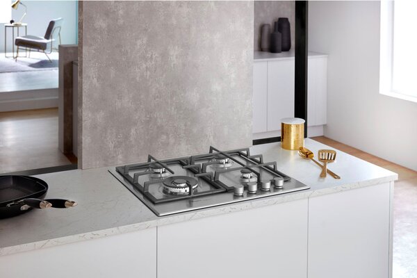 Whirlpool Piano Cottura 4 Fuochi a Gas da Incasso (1 Bruciatore Doppia Corona) Larghezza 60 cm Griglie in Ghisa colore Inox - GMR 6422 / IXL