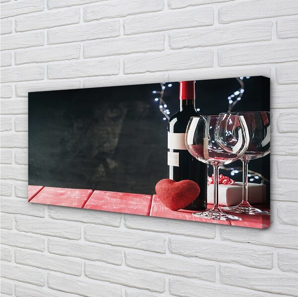 Quadro su tela Cuore di bicchiere di vino lampada 100x50 cm