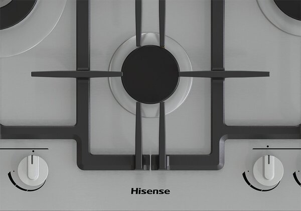 Hisense Piano Cottura 4 Fuochi a Gas 67 cm (1 Bruciatore Wok) in Acciaio Inox colore Inox - GMED663X Hi2