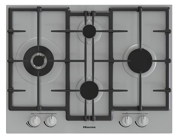 Hisense Piano Cottura 4 Fuochi a Gas 67 cm (1 Bruciatore Wok) in Acciaio Inox colore Inox - GMED663X Hi2
