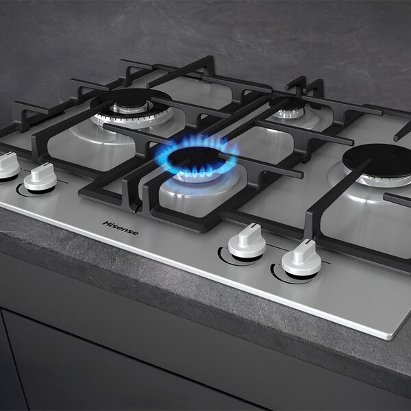 Hisense Piano Cottura 4 Fuochi a Gas 67 cm (1 Bruciatore Wok) in Acciaio Inox colore Inox - GMED663X Hi2