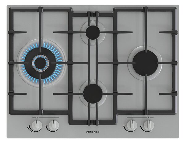 Hisense Piano Cottura 4 Fuochi a Gas 67 cm (1 Bruciatore Wok) in Acciaio Inox colore Inox - GMED663X Hi2