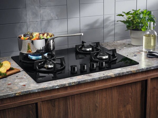 Electrolux Piano Cottura 4 Fuochi a Gas 60 cm Superficie in Vetro colore Nero - EGG64272K