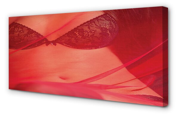 Quadro su tela Una donna sotto un tulle rosso 100x50 cm