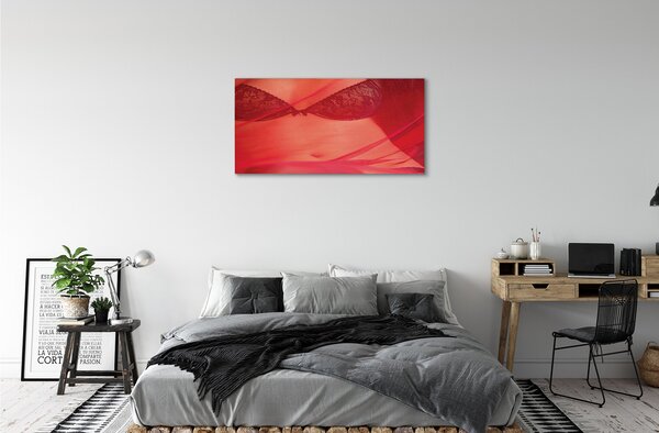 Quadro su tela Una donna sotto un tulle rosso 100x50 cm