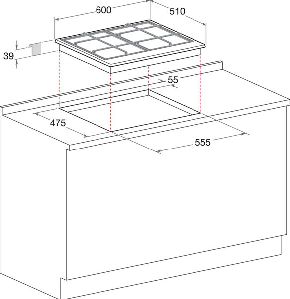 Hotpoint Ariston Piano Cottura 4 Fuochi a gas da Incasso Larghezza 60 cm colore Inox - PCN 642 IX/HAR