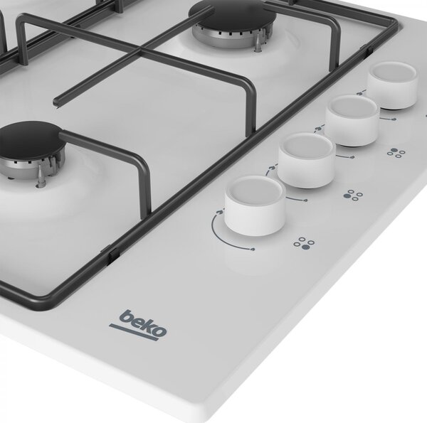 Beko Piano Cottura 4 Fuochi a Gas da Incasso Larghezza 60 cm colore Bianco Smaltato - HIGG64123SW