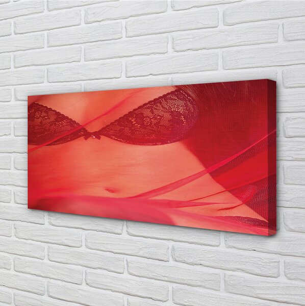 Quadro su tela Una donna sotto un tulle rosso 100x50 cm