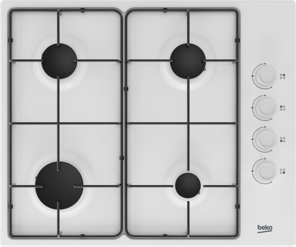 Beko Piano Cottura 4 Fuochi a Gas da Incasso Larghezza 60 cm colore Bianco Smaltato - HIGG64123SW