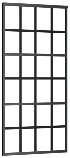 Porta Scorrevole in Vetro ESG e Alluminio 90x205 cm Nera