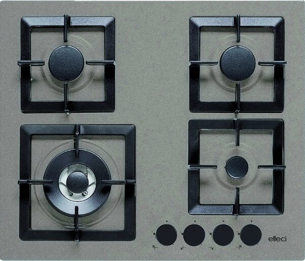 ELLECI Piano Cottura 4 Fuochi a Gas da Incasso Larghezza 60 cm finitura Granitek colore Tortora - PGSP60143WS Plano 60 TCL