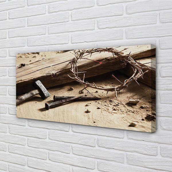 Quadro su tela Cross Thorns Hammer 100x50 cm