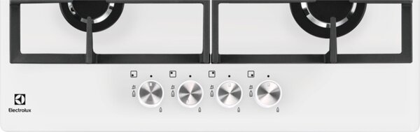 Electrolux Piano Cottura 4 Fuochi a Gas da Incasso Larghezza 60 cm Griglie in Ghisa Estetica cristallo temprato colore Bianco - PVB642OV