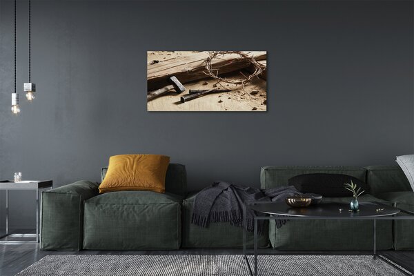 Quadro su tela Cross Thorns Hammer 100x50 cm