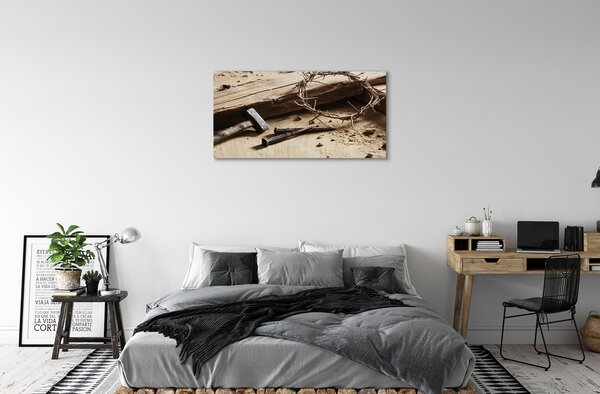 Quadro su tela Cross Thorns Hammer 100x50 cm