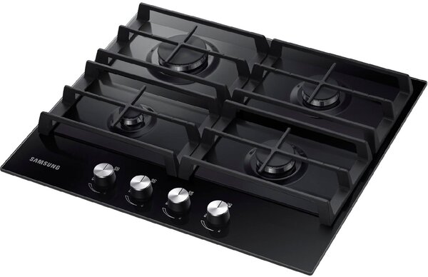 Samsung Piano Cottura 4 Fuochi a Gas Larghezza 60 cm (1 Bruciatore Wok) in Vetro colore Nero - NA64H3010AK/T1