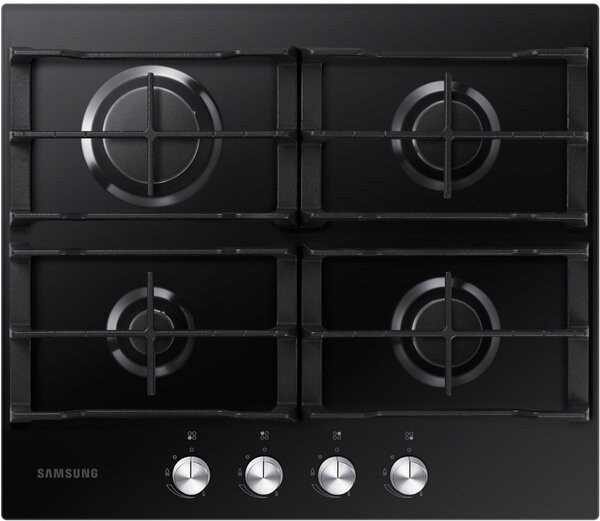 Samsung Piano Cottura 4 Fuochi a Gas Larghezza 60 cm (1 Bruciatore Wok) in Vetro colore Nero - NA64H3010AK/T1