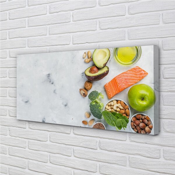 Quadro su tela Noci di mele dell'olio di salmone 100x50 cm