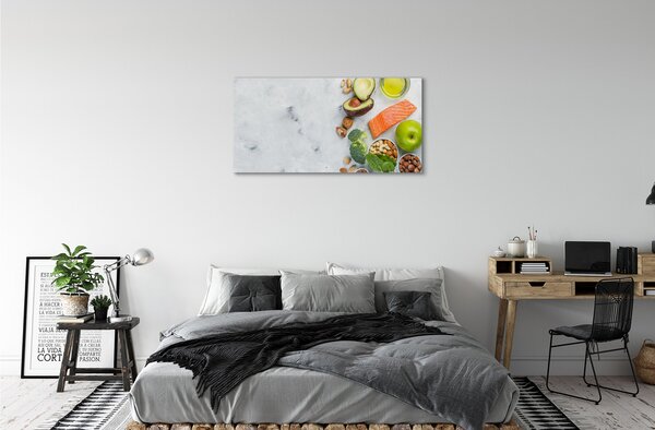 Quadro su tela Noci di mele dell'olio di salmone 100x50 cm