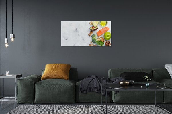 Quadro su tela Noci di mele dell'olio di salmone 100x50 cm