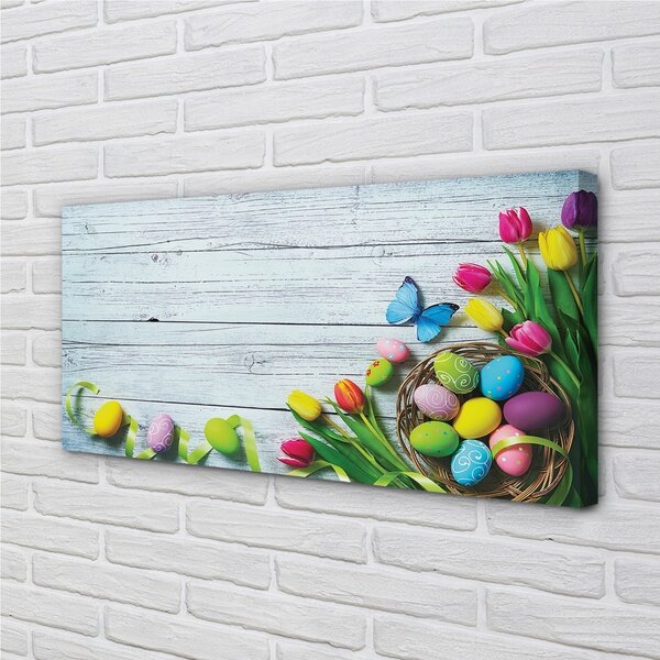 Quadro su tela Tulips Butterfly 100x50 cm