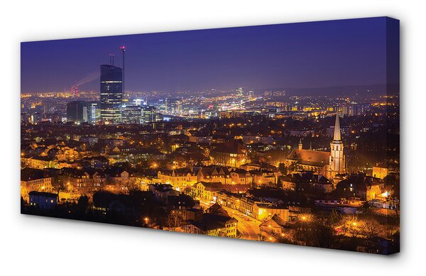 Quadro su tela Night panorama della città di Darńsk 100x50 cm