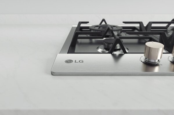 Lg Piano Cottura 4 Fuochi a Gas Larghezza 59 cm (1 Bruciatore Tripla Corona) in Acciaio Inox colore Inox - CBGZ2414S