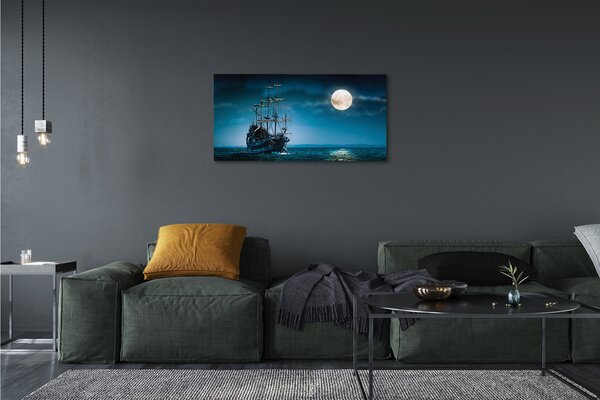 Quadro su tela Mone della città della nave marina 100x50 cm