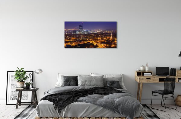 Quadro su tela Night panorama della città di Darńsk 100x50 cm
