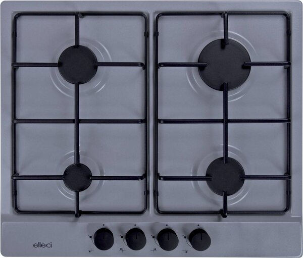ELLECI Piano Cottura 4 Fuochi a Gas Larghezza 58 cm in Granitek colore Grigio - PGSS60248WB Style 60 G48