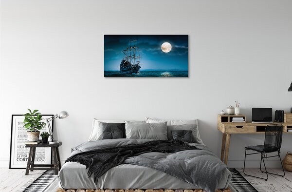 Quadro su tela Mone della città della nave marina 100x50 cm