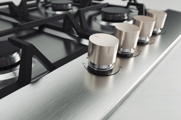 Lg Piano Cottura 4 Fuochi a Gas Larghezza 59 cm (1 Bruciatore Tripla Corona) in Acciaio Inox colore Inox - CBGZ2414S