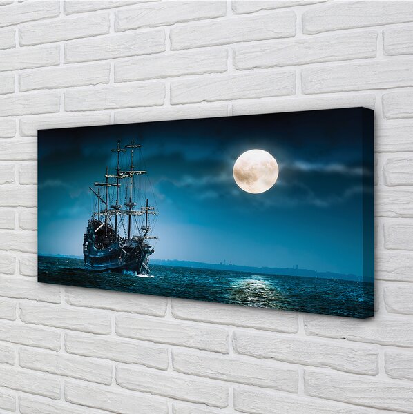 Quadro su tela Mone della città della nave marina 100x50 cm