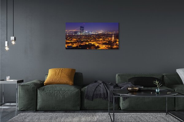 Quadro su tela Night panorama della città di Darńsk 100x50 cm