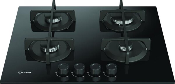 Indesit Piano Cottura 4 Fuochi a Gas Larghezza 59 cm in Vetro colore Nero - ING 61T/BK 1