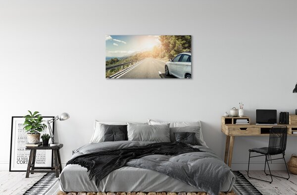 Quadro su tela Montagne Cloud Car Road Road 100x50 cm