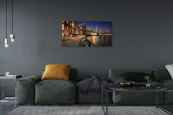 Quadro su tela Grattacieli notturni 100x50 cm