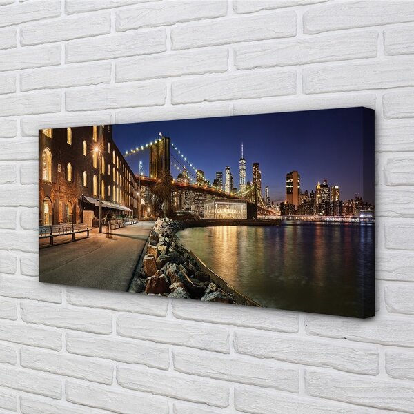 Quadro su tela Grattacieli notturni 100x50 cm