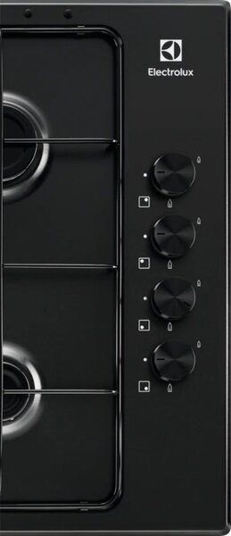 Electrolux Piano Cottura 4 Fuochi a Gas Larghezza 59 cm colore Nero - KGS6404B Serie 300 Slim side control