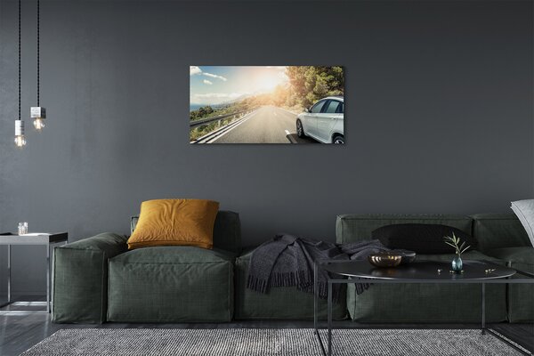 Quadro su tela Montagne Cloud Car Road Road 100x50 cm