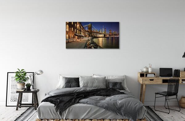 Quadro su tela Grattacieli notturni 100x50 cm