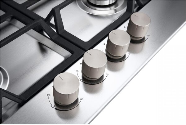 Lg Piano Cottura 4 Fuochi a Gas Larghezza 59 cm (1 Bruciatore Tripla Corona) in Acciaio Inox colore Inox - CBGZ2414S
