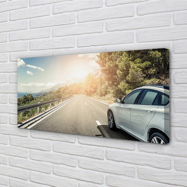 Quadro su tela Montagne Cloud Car Road Road 100x50 cm