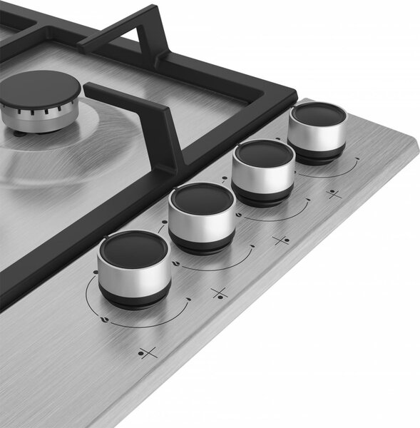Beko Piano Cottura 4 Fuochi a Gas Larghezza 60 cm (1 Bruciatore Wok) colore Inox - HIAW64225SX