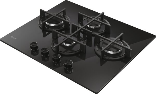 Candy Piano Cottura 4 Fuochi a Gas Larghezza 60 cm colore Nero - CVG6DTB Moderna