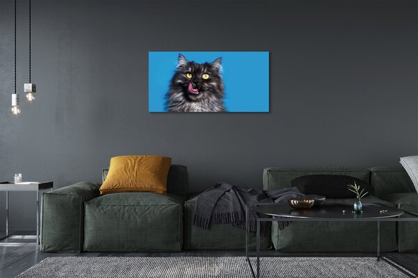 Quadro su tela Leccare il gatto 100x50 cm