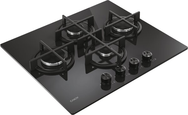 Candy Piano Cottura 4 Fuochi a Gas Larghezza 60 cm colore Nero - CVG6DTB Moderna